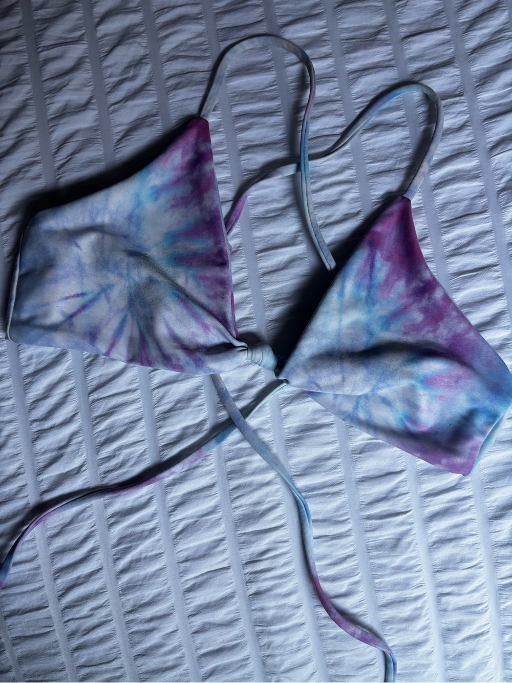 Skatie swim tie Dye Triangle Bikini Top in Purple & Blue “Sarah Top”